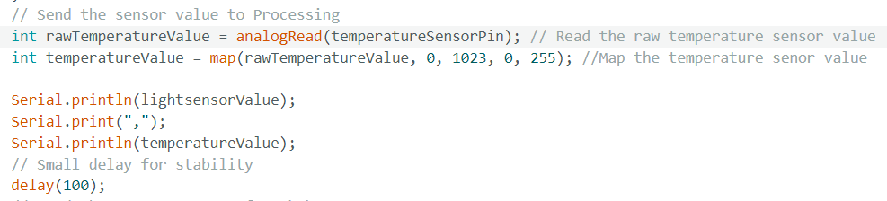code about the temperature sensor